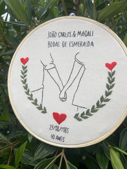 Bordado em Bastidor - Dia dos Namorados - Bodas e Datas de casal