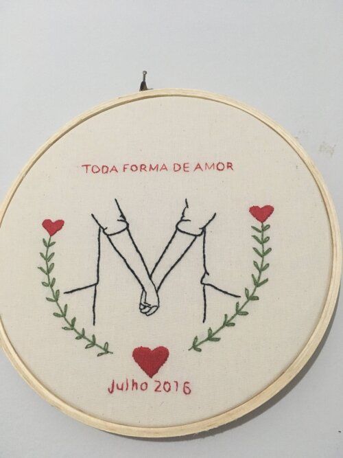 Bordado em Bastidor - Dia dos Namorados - Bodas e Datas de casal
