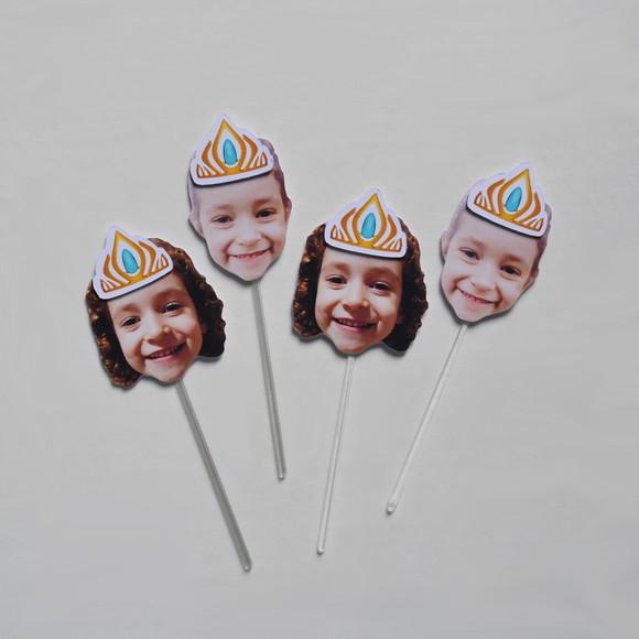 Topper Rostinho c/ Coroa da Frozen - 12 Unidades