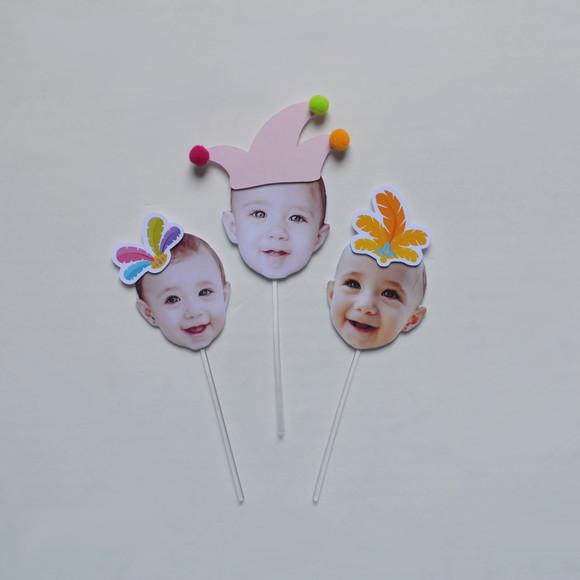 Topper Rostinho chapeuzinho (Carnaval) - 12 Unidades
