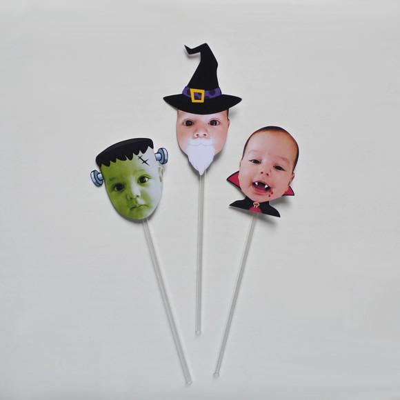 Topper Rostinhos Customizados Halloween (12 Unidades)