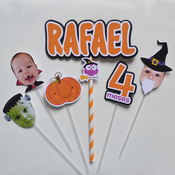 Topo de Bolo Halloween com Rostinhos
