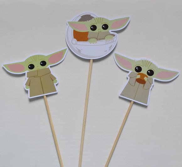 Palitões Decorativos Baby Yoda - 10 Unidades