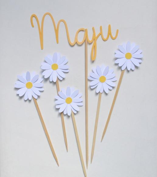 Topo de Bolo Personalizado Margaridas