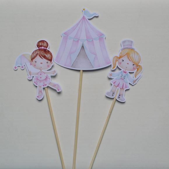 Palitões Decorativos Circo Rosa - 10 Unidades
