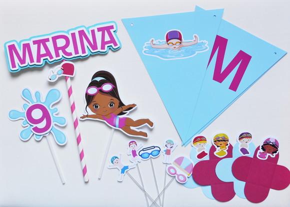 Kit Festa Natação Personalizado | Decoração Festa Esportiva