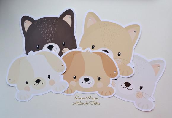 Varal Decorativo Pet - Gatinhos e Cachorrinhos (8 Pets)