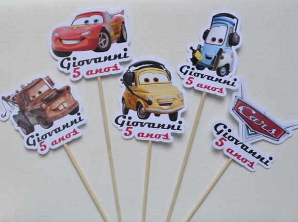 Palito Decorativo Carros - 10 Unidades