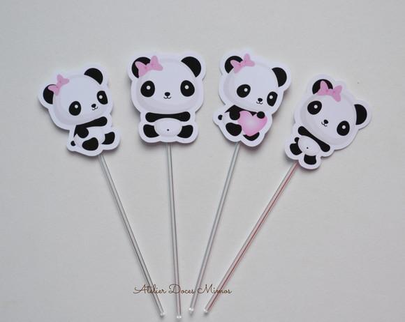 Topper de Doces Panda Rosa