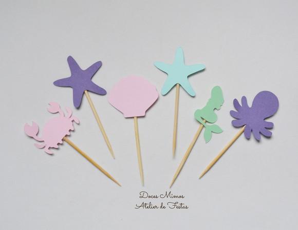 Topper de Doces Fundo do Mar (20 Unid.)