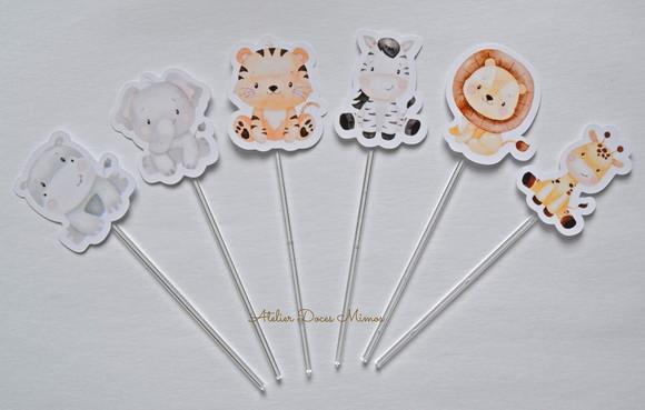 Topper de Doces Safari Aquarela (30 Unid.)