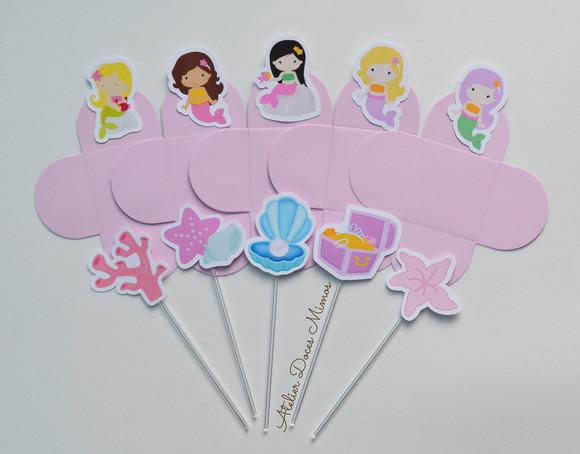Sereias Combo Forminhas + Toppers