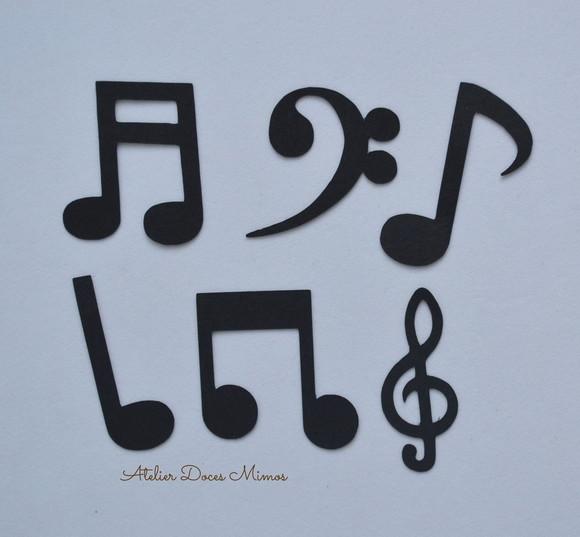 Notas Musicais Apliques p/ Parede - 6 Unidades
