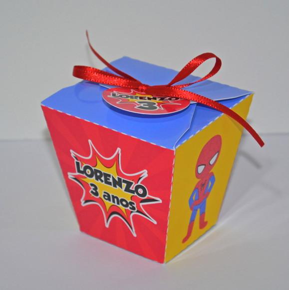 Caixa In Box Homem Aranha c/ Fita e Tag Agradecimento