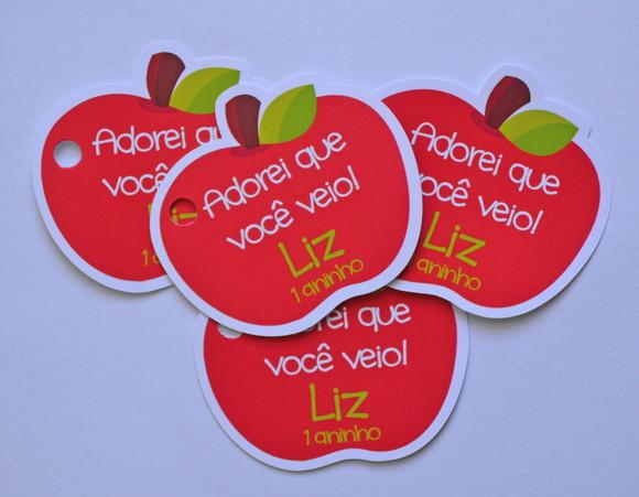 Tag Lembrancinha Maçã Branca de Neve Personalizada