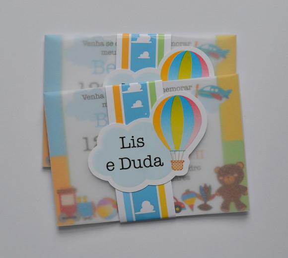 Convite Brinquedos com tag personalizada