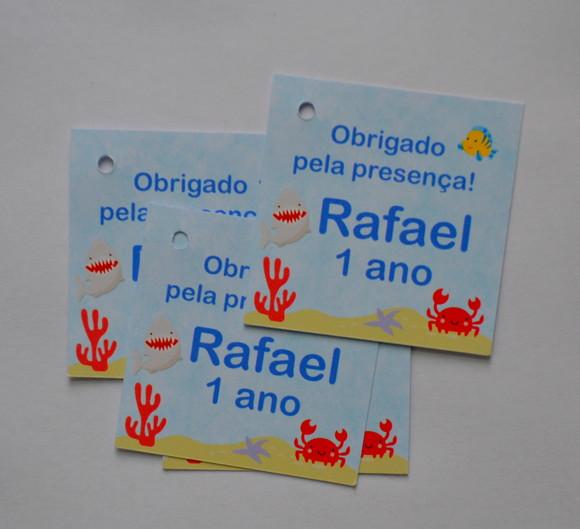 Tag Lembrancinha Fundo do Mar Personalizada Festa Infantil