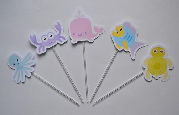 Topper para Doces Fundo do Mar