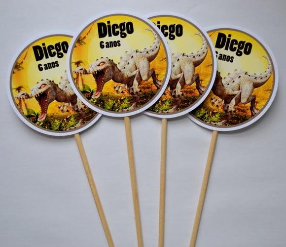 Palito Decorativo Dinossauro - 10 Unidades