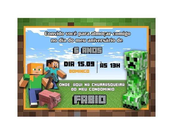 Convite Minecraft | Digital