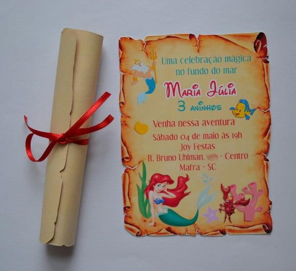 Convite Pergaminho Ariel
