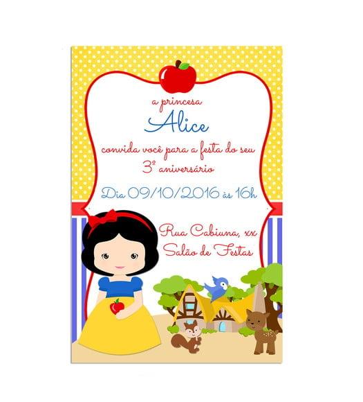 Convite digital Branca de Neve