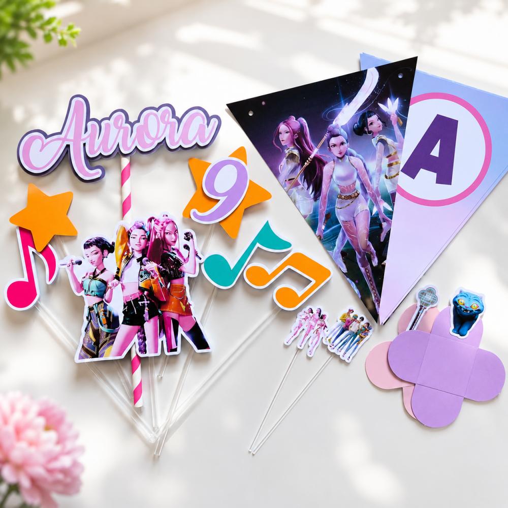 Kit Festa Personalizada Guerreiras do K-pop | Decoração Temáti