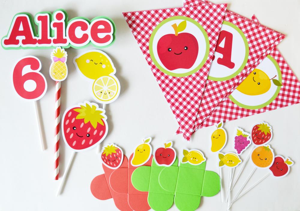 Kit Festa Personalizada Frutinhas | Decoração Infantil Delicada
