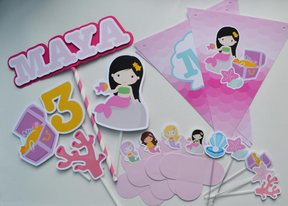 Kit Festa Sereias Personalizado | Decoração Fundo do Mar