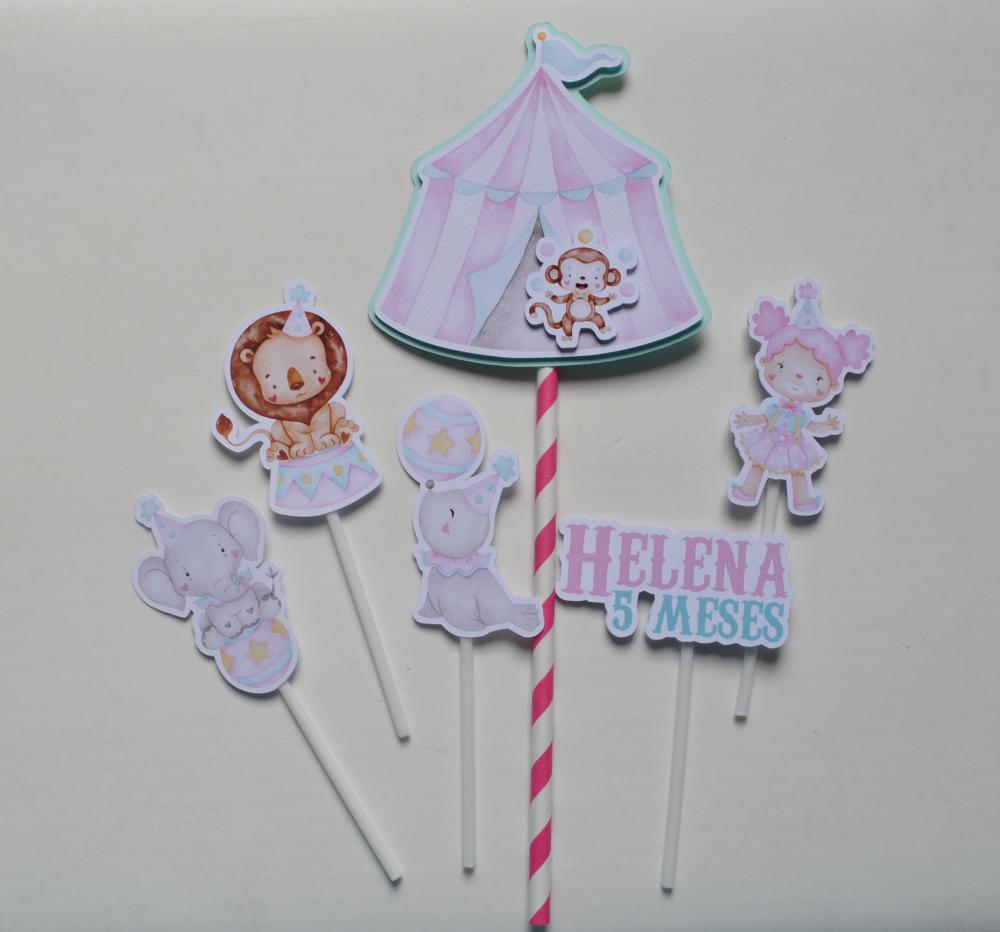 Kit Festa Circo Rosa Personalizado | Festa Infantil Delicada