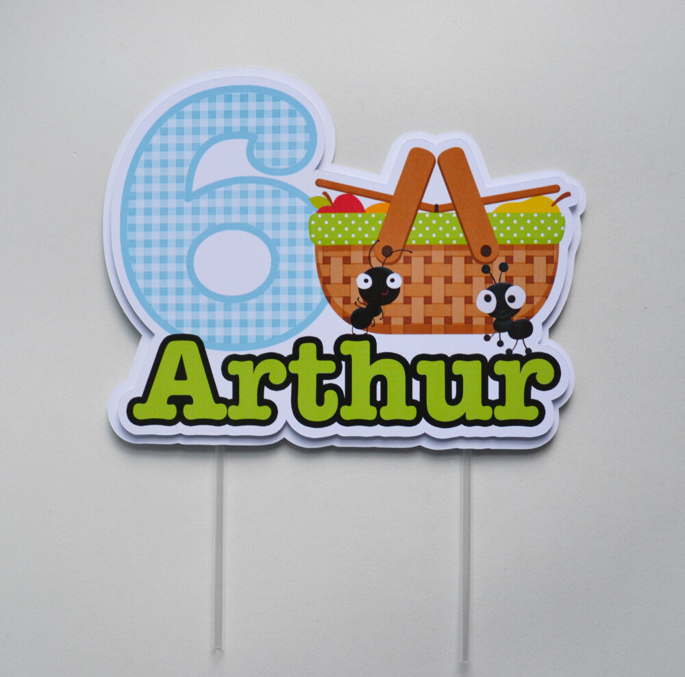 Topo de Bolo Picnic Personalizado para Festa Infantil