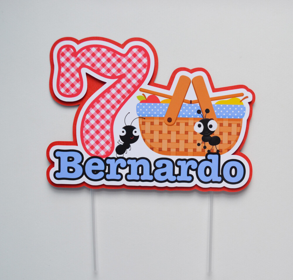 Topo de Bolo Picnic Personalizado para Festa Infantil