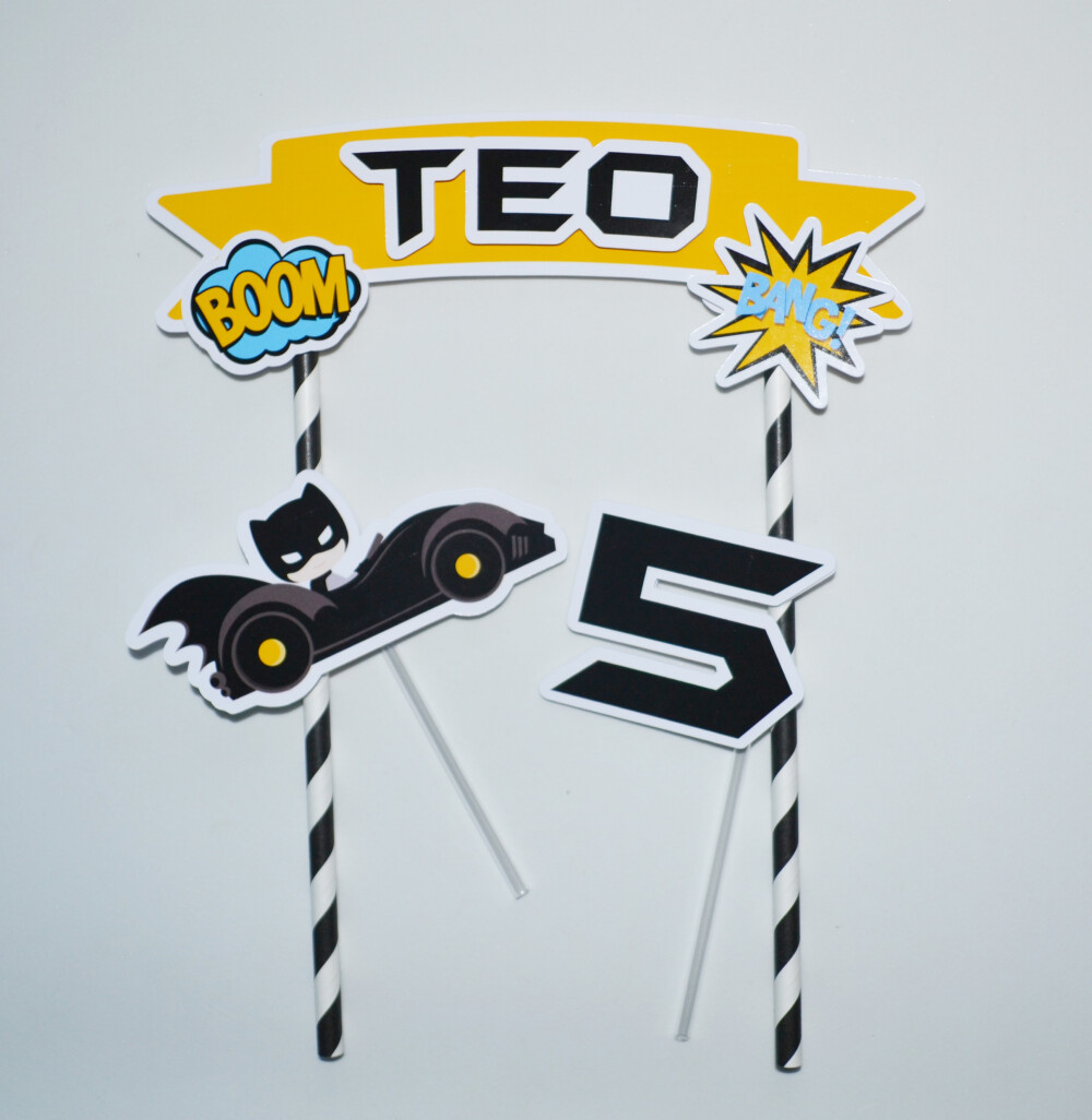 Topo de Bolo Mesversário Batman Personalizado Bebê