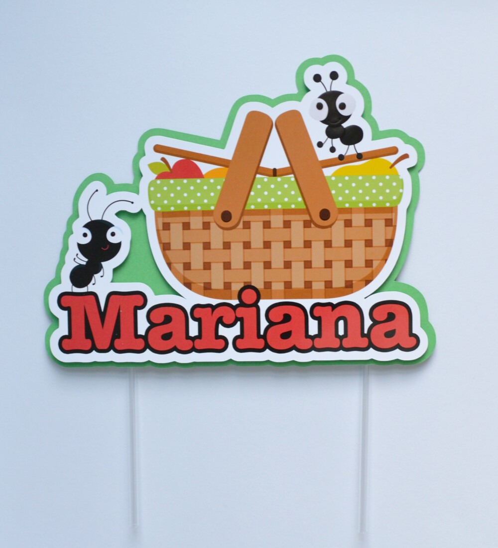 Topo de Bolo Picnic Personalizado para Festa Infantil