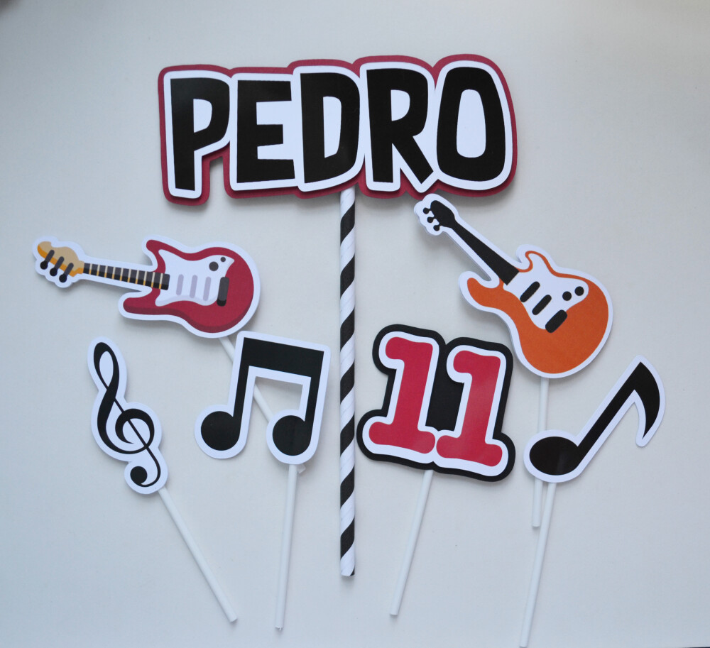 Topo de Bolo Guitarra Rock Personalizado | Festa Rock