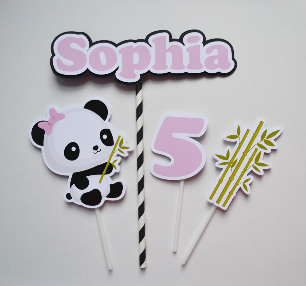 Topo de Bolo Urso Panda Personalizado | Festa Infantil