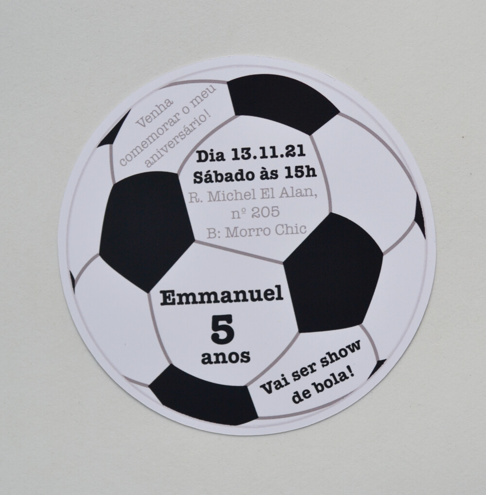 Convite Bola de Futebol Personalizado para Aniversário