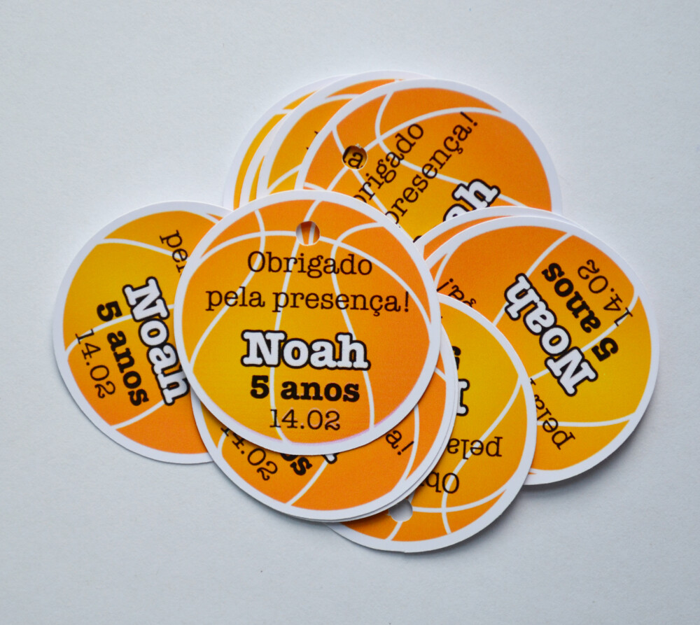 Tag Personalizada Lembrancinha Basquete para Festa