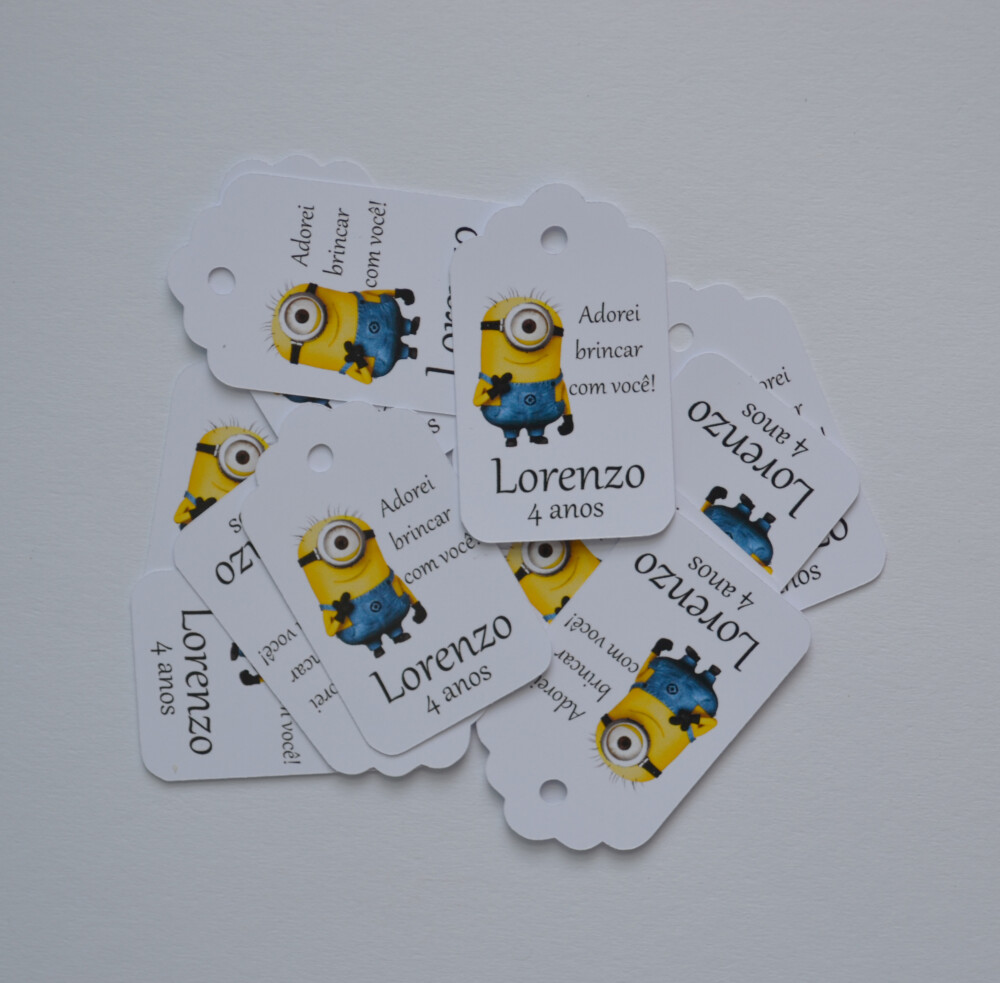 Tag Personalizada Lembrancinha Minions para Festa Infantil