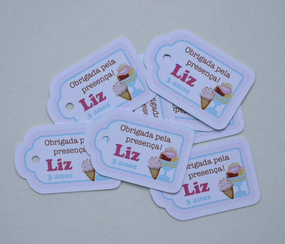 Tag Lembrancinha Personalizada Sorveteria | Festa Delicada