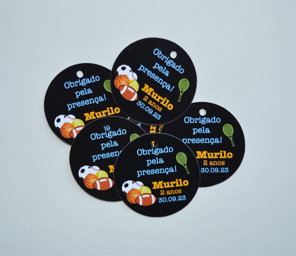 Tag Personalizada Lembrancinha Bolas Esportivas | Festa Esporte