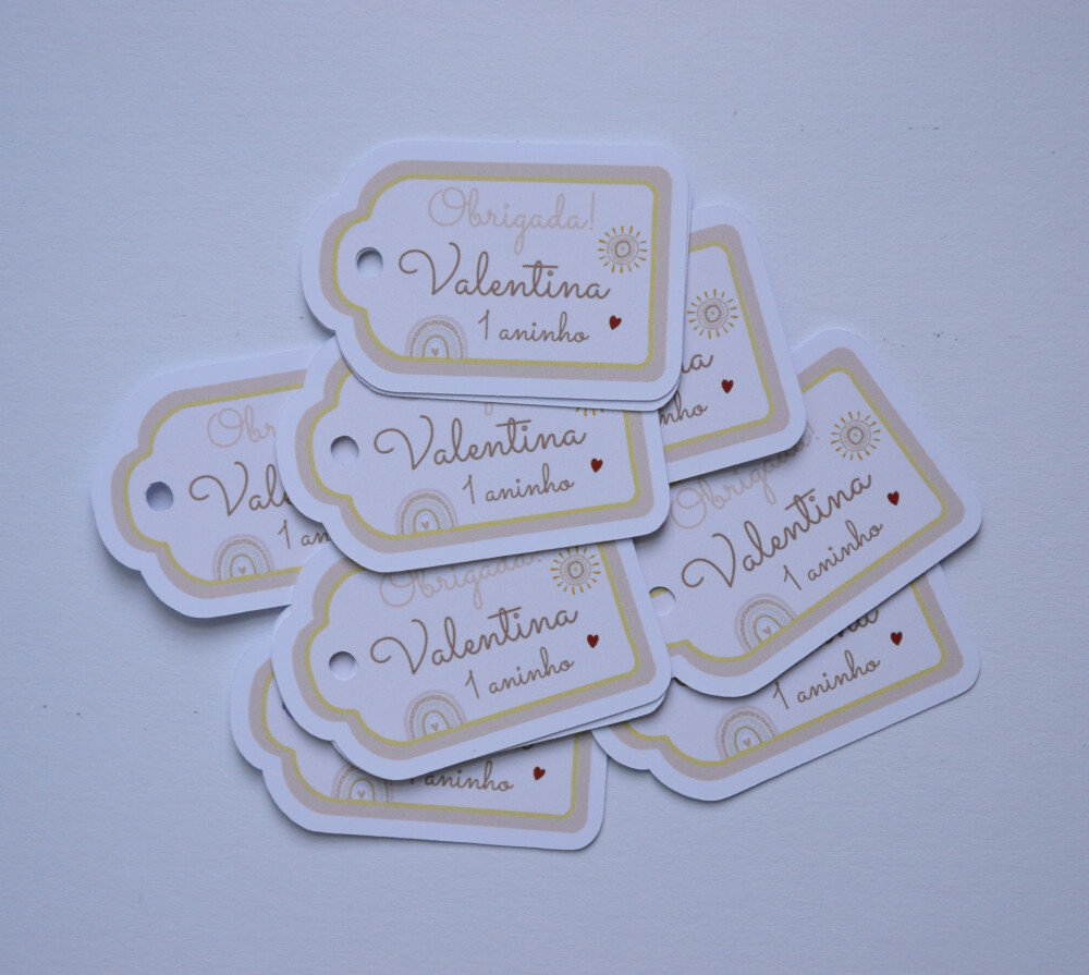 Tag Personalizada Lembrancinha Arco-Íris Boho para Festa