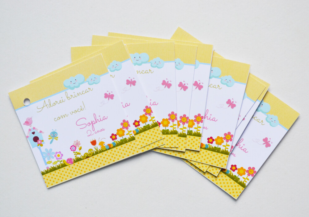 Tag Lembrancinha Jardim Personalizada para Festa Infantil