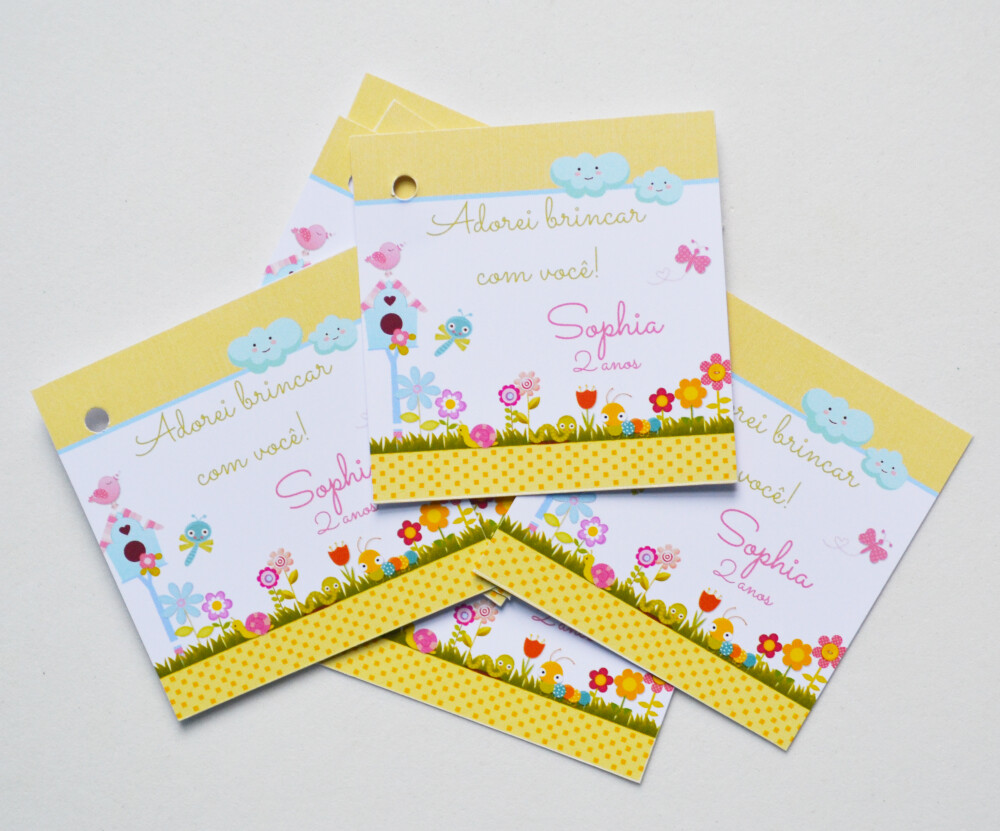 Tag Lembrancinha Jardim Personalizada para Festa Infantil