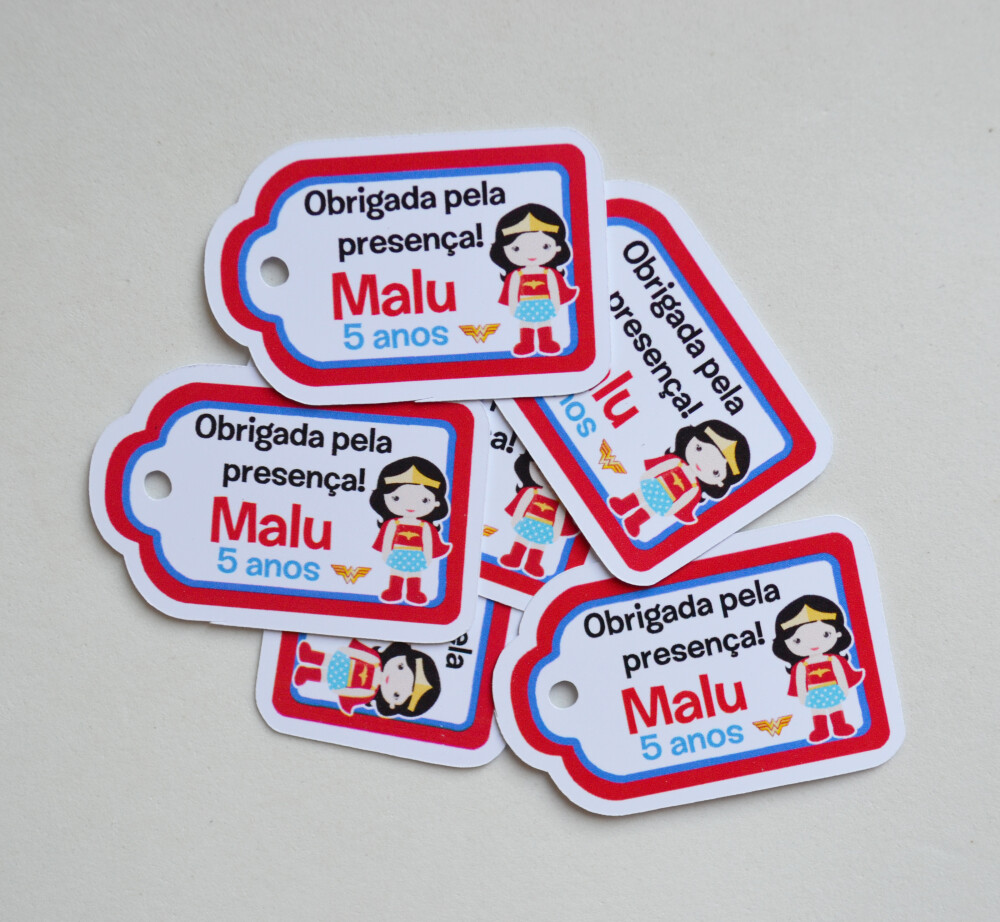 Tag Lembrancinha Mulher Maravilha Personalizada Festa