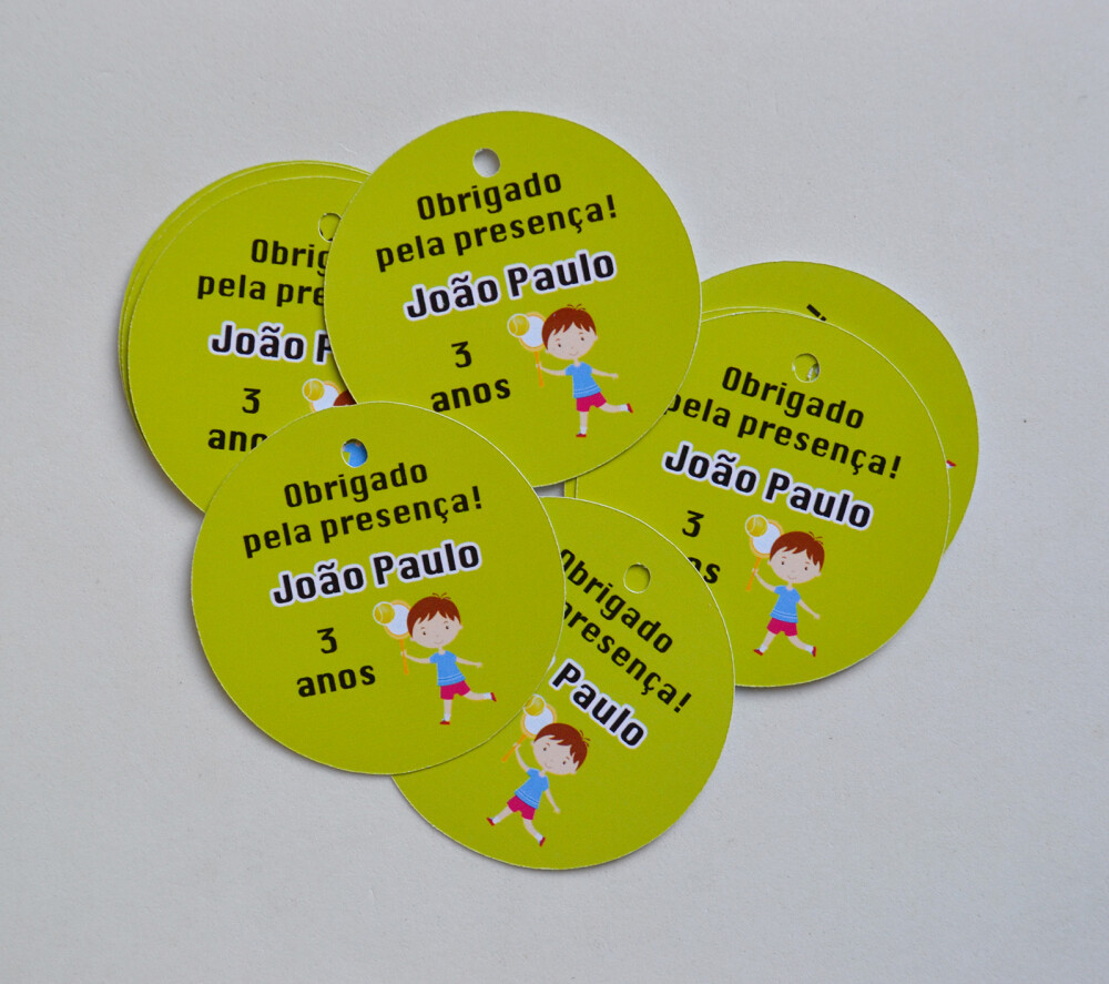 Tag Lembrancinha Jogo de Tênis Personalizada para Festa