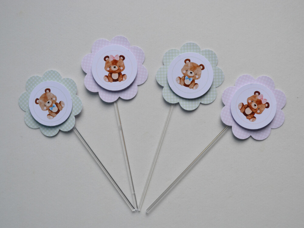 Topper de Doce Ursinho Personalizado para Festa Infantil
