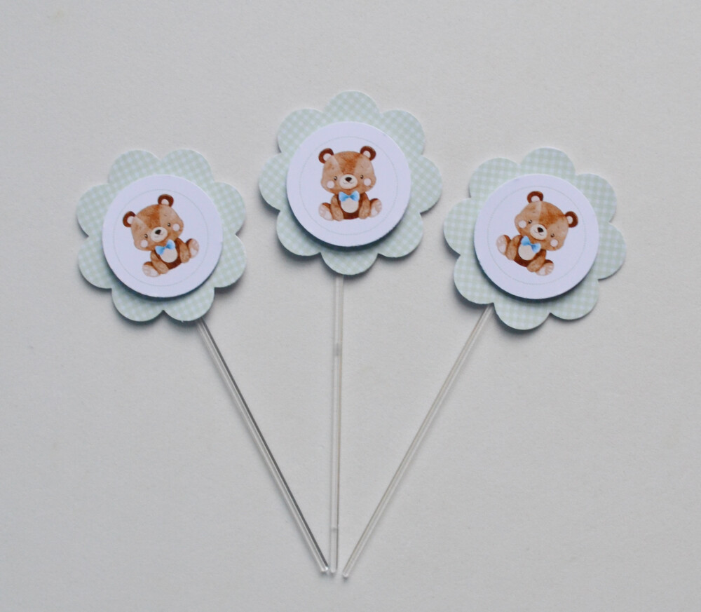 Topper de Doce Ursinho Personalizado para Festa Infantil