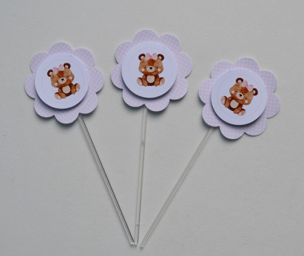 Topper de Doce Ursinho Personalizado para Festa Infantil