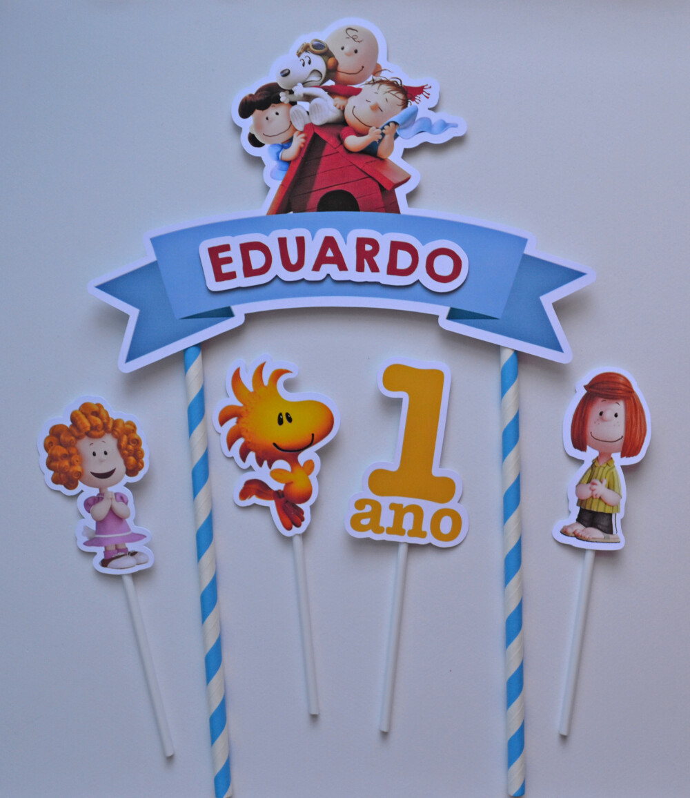 Topo de Bolo Snoopy Personalizado para Festa Infantil